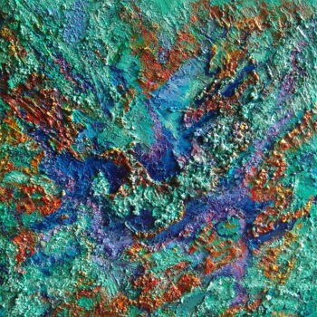 제목이 "Caribbean Coral Reef"인 미술작품 Olga Nikitina로, 원작, 기름 나무 들것 프레임에 장착됨