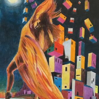 Peinture intitulée "LOIN DE LA VILLE." par Jacques Tafforeau, Œuvre d'art originale, Aquarelle