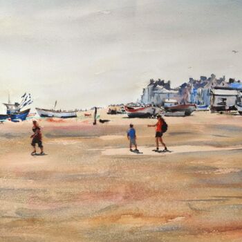 Peinture intitulée "Aldeburgh Beach" par Ibolya Taligas, Œuvre d'art originale, Aquarelle