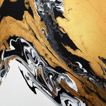 Painting titled "Golden Fluid Art" by Alina Fayzi, Original Artwork, Acrylic