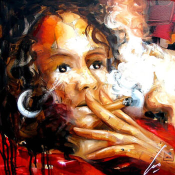 Painting titled "Voluptueuses volutes" by Nathalie Lemaitre, Original Artwork, Oil Mounted on Wood Stretcher frame