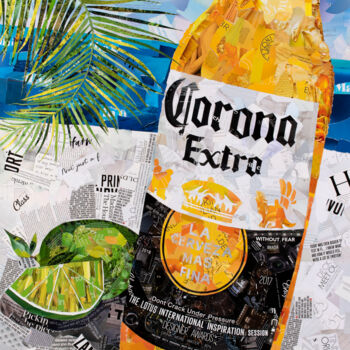 拼贴 标题为“Corona by the Beach” 由Sue Dowse, 原创艺术品, 拼贴