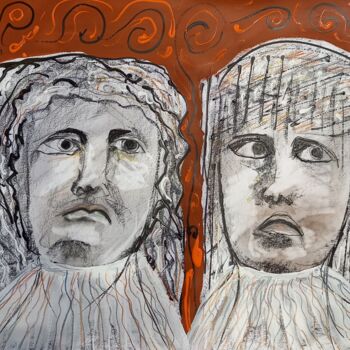 Dessin intitulée "les disparus de La…" par Evelyne Cassan, Œuvre d'art originale, Pastel