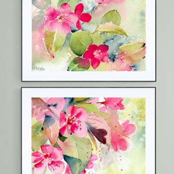 "Pink apple blossom" başlıklı Tablo Elena Poigina tarafından, Orijinal sanat, Suluboya