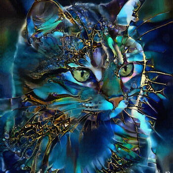 Digital Arts titled "Lucinda, cat" by L.Roche, Original Artwork, Acrylic