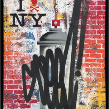 Painting titled "Seen Street Splash" by Richard Mirando (Seen), Original Artwork, Acrylic Mounted on Wood Stretcher frame
