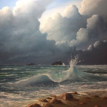 Painting titled "Banna Strand" by Sean Horan, Original Artwork, Oil Mounted on Wood Stretcher frame