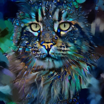 Digital Arts titled "Cayla, cat" by L.Roche, Original Artwork, Acrylic