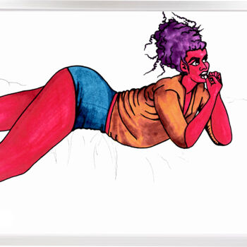 제목이 "FIRE WOMAN"인 그림 Nea Borgel로, 원작, 마커