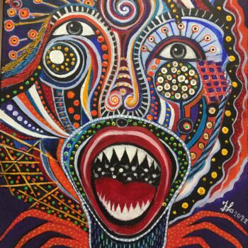 Painting titled "Wouaron" by Jean Luc Onré, Original Artwork, Acrylic Mounted on Wood Stretcher frame