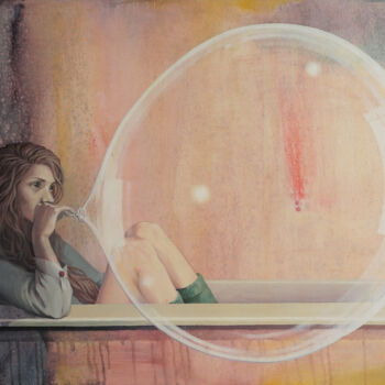 Painting titled "BUBBLE №2" by Lana Okoneshnikova, Original Artwork, Oil