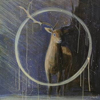 绘画 标题为“Night deer painting” 由Valentina Reymer, 原创艺术品, 丙烯