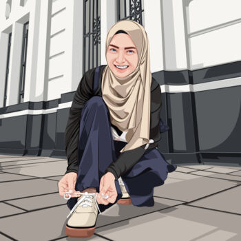 Σχέδιο με τίτλο "Minimalist Hijab Ve…" από Gemerlap Subuh, Αυθεντικά έργα τέχνης, 2D ψηφιακή εργασία