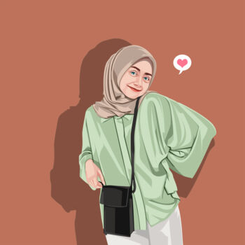 Σχέδιο με τίτλο "Minimalist Hijab Ve…" από Gemerlap Subuh, Αυθεντικά έργα τέχνης, 2D ψηφιακή εργασία