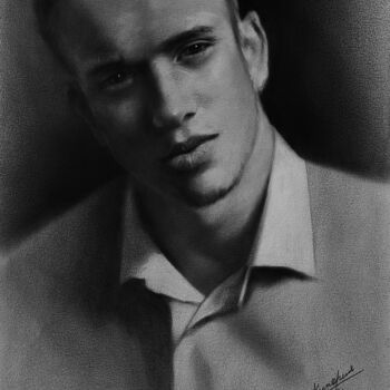 「Haidar's portrait」というタイトルの描画 Evgenia Kiperiyaによって, オリジナルのアートワーク, 木炭