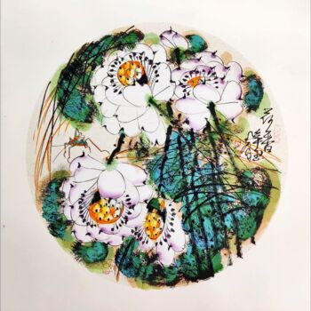 「Fragrance of lotus…」というタイトルの絵画 Dayou Luによって, オリジナルのアートワーク, 顔料