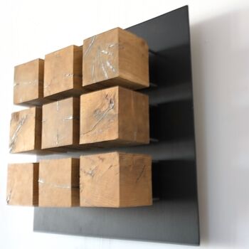 Sculpture intitulée "OAKHEARTS" par Melborn, Œuvre d'art originale, Bois