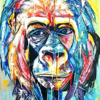 Peinture intitulée "The protector goril…" par Kevin Jjagwe, Œuvre d'art originale, Acrylique