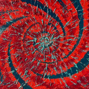 Painting titled "bright red and dark…" by Ekaterina Bechasnova, Original Artwork, Oil Mounted on Wood Stretcher frame