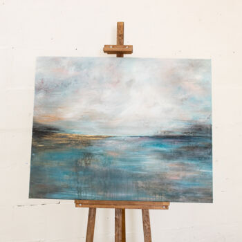 Painting titled "sea​​ during a storm" by Ukla Kalacheva, Original Artwork, Acrylic Mounted on Wood Stretcher frame
