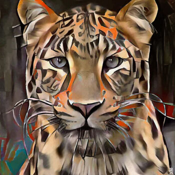 Digitale Kunst getiteld "Tamyn, leopard" door L.Roche, Origineel Kunstwerk, Acryl