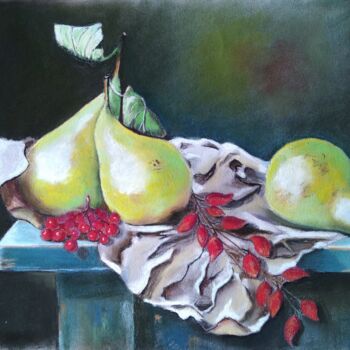 Картина под названием "Pears are on the ta…" - Любовь Самойлова, Подлинное произведение искусства, Пастель