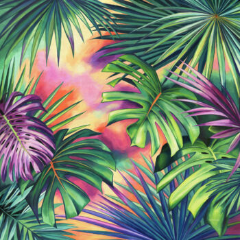 Painting titled "Party in the tropics" by Lucia Verdejo, Original Artwork, Oil