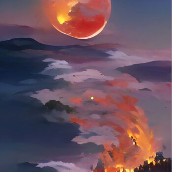 「MOON ON FIRE」というタイトルのデジタルアーツ Mahesh Tolaniによって, オリジナルのアートワーク, 3Dスカルプティング