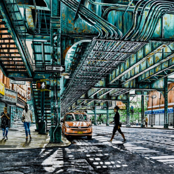 绘画 标题为“New York #73” 由Sócrates Rízquez, 原创艺术品, 搪瓷 安装在铝上