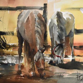 Painting titled "Beyond the Race" by Pawel Gladkow, Original Artwork, Watercolor