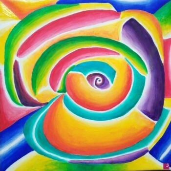 Painting titled "Curve" by Arduino Rossi, Original Artwork, Acrylic Mounted on Wood Stretcher frame