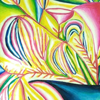 Painting titled "Fiori e forme" by Arduino Rossi, Original Artwork, Acrylic Mounted on Wood Stretcher frame