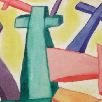 Painting titled "Le croci" by Arduino Rossi, Original Artwork, Acrylic Mounted on Wood Stretcher frame