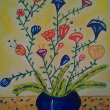 Painting titled "Vaso di fiori" by Arduino Rossi, Original Artwork, Acrylic Mounted on Wood Stretcher frame