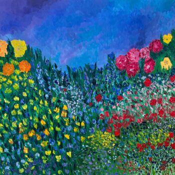 Painting titled "UNDER THE BLUE SKY" by Philippe Ceulemans, Original Artwork, Oil