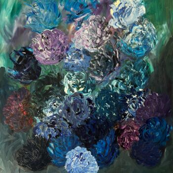 Painting titled "THE BLUE FAMILY" by Philippe Ceulemans, Original Artwork, Oil