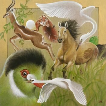 Peinture intitulée "Dans la tête du Tou…" par Isabelle Molinard, Œuvre d'art originale, Acrylique