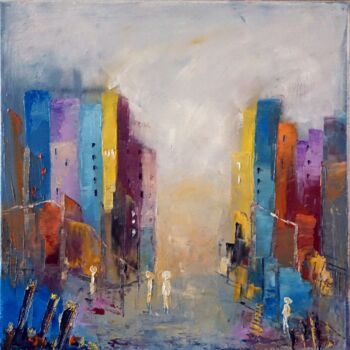 Peinture intitulée "Trajets essentiels…" par Eliette Gaurin, Œuvre d'art originale, Huile Monté sur Châssis en bois