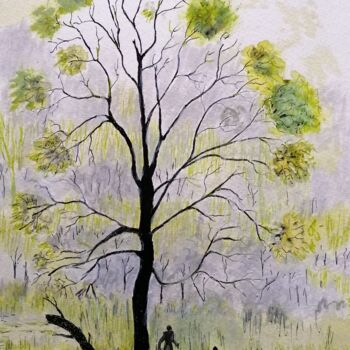 Peinture intitulée "Résilience" par Charles Corbin, Œuvre d'art originale, Encre