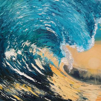 Картина под названием "Wave at sunset №10" - Elena Petrova, Подлинное произведение искусства, Масло
