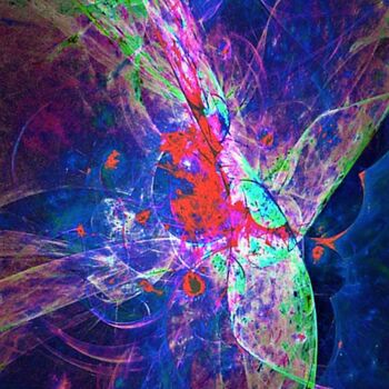 Digitale Kunst getiteld "ÉCLAIRCIE" door Manoella Fouquet, Origineel Kunstwerk, Digitaal Schilderwerk Gemonteerd op Frame vo…