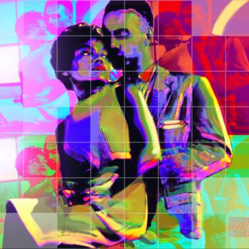 Arts numériques intitulée "L'AMOUR TOUJOURS 1" par Michel Martin, Œuvre d'art originale, Travail numérique 2D Monté sur Alum…