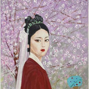 Schilderij getiteld "Sakura time" door Lusie Schellenberg, Origineel Kunstwerk, Acryl