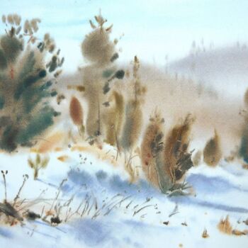 绘画 标题为“March snow.” 由Rudolf Suran, 原创艺术品, 水彩