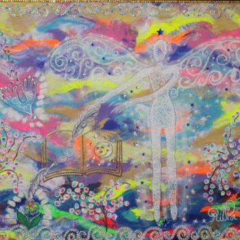 Painting titled "This angel within us" by Rivka, Original Artwork, Acrylic