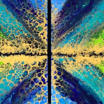 Painting titled "Point de rencontre" by Ghislaine Chapuis, Original Artwork, Acrylic Mounted on Wood Stretcher frame
