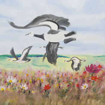 Painting titled "Sommerflug" by Karin Sternberg, Original Artwork, Oil