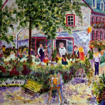 Malerei mit dem Titel "Restaurant in Quebec" von Clement Tsang, Original-Kunstwerk, Acryl