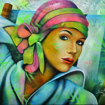 Peinture intitulée "Dans mon jardin d'h…" par Jeannette Guichard-Bunel, Œuvre d'art originale, Huile Monté sur Châssis en bo…