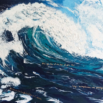 Картина под названием "Stormy ocean waves" - Mariia Kiseleva, Подлинное произведение искусства, Акрил